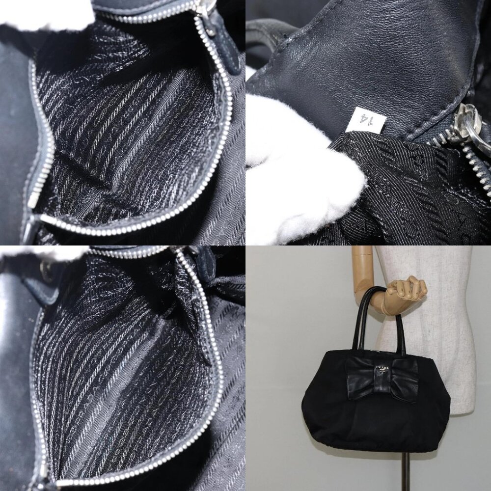 PRADA Tote Bag Nylon Black Silver Auth hk3058 - Picture 16 of 16